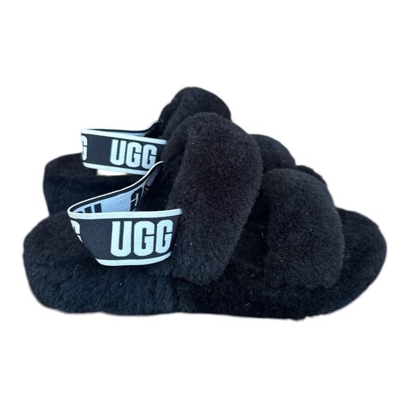 UGG women’s Oh Yeah Black Fluffy slide Sandals size 8 - Picture 3 of 8